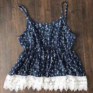 Mono B Floral Lace Tank Top